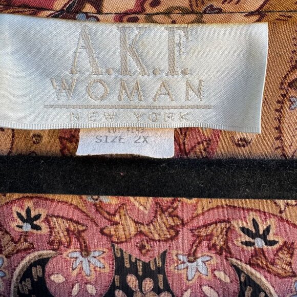 AKF Woman Vintage Boho Paisley Floral Print Flowy Hippie Tunic Top Blouse 2X - Picture 3 of 9